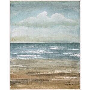 Original Watercolor Seascape Painting Moody Landscape Muted Coastal 8x10 Signed
